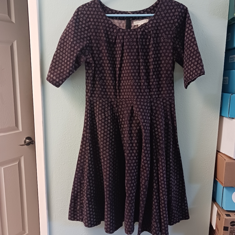 100% Cotton Purple Navy Patterned Casual Dress | Mata Traders | Size Medium